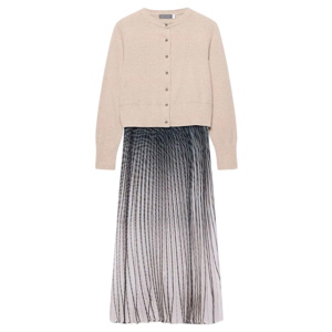 Mint Velvet Neutral Knit Layered Midi Dress